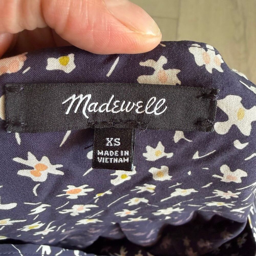 Madewell navy blue ditsy floral midi dress size xs - Picture 7 of 9